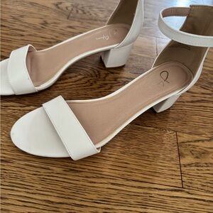 Elegant White Block Heel Sandals